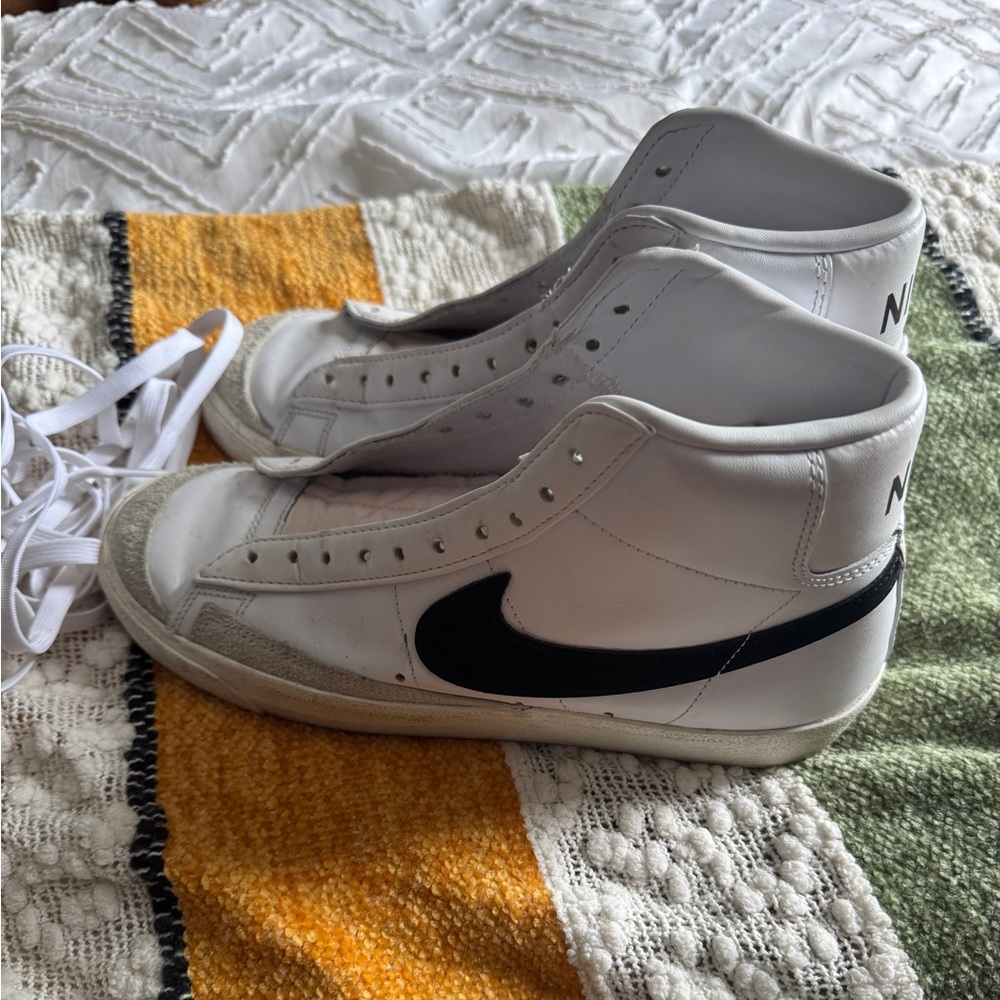 Nike White and Black High-Top Blazer Sneakers